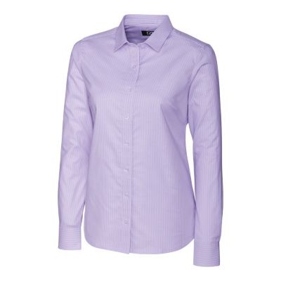 Cutter & Buck Stretch Oxford Stripe Womens Long Sleeve Dress Shirt